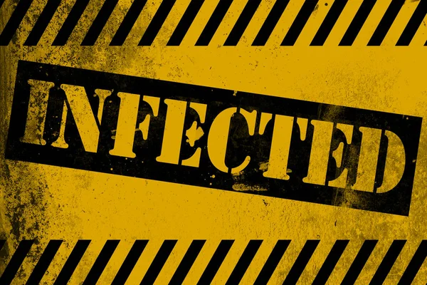 Infected Sign Yellow Stripes Rendering — Stock Photo, Image