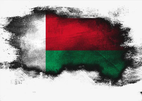 Madagaskar Fahne Mit Pinsel Auf Weißem Hintergrund Rendering — Stockfoto