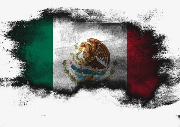 Mexico Vlag Geschilderd Met Borstel Witte Achtergrond Rendering — Stockfoto
