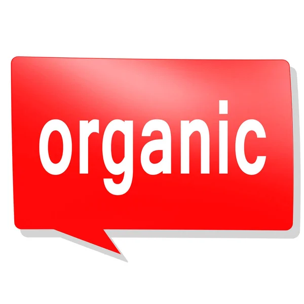 Palabra Orgánica Sobre Burbuja Habla Roja Representación — Foto de Stock
