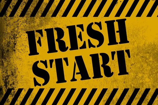 Fresh Start Sign Yellow Stripes Rendering — Stock Photo, Image