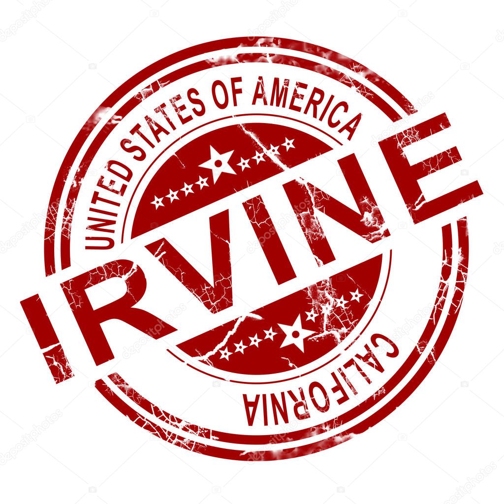 Red Irvine stamp with white background, 3D rendering