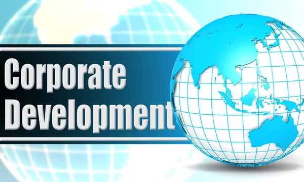 Unternehmensentwicklung Mit Kugel Globus Darstellung — Stockfoto