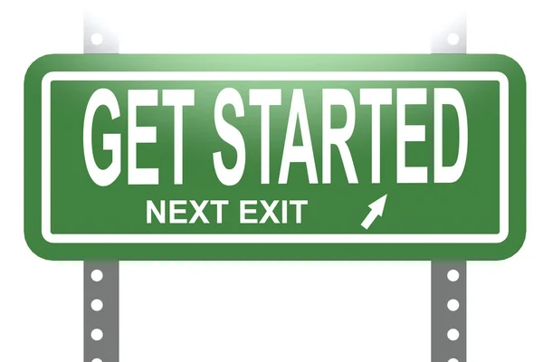 Get Started Word Green Sign Board Isolated Rendering — Stock Photo, Image