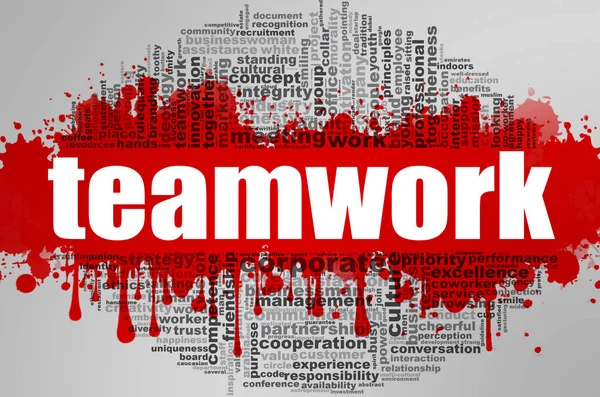 Teamwork Word Cloud Creative Illustration Idea Word Lettering Typography Rendering — Stock Photo, Image