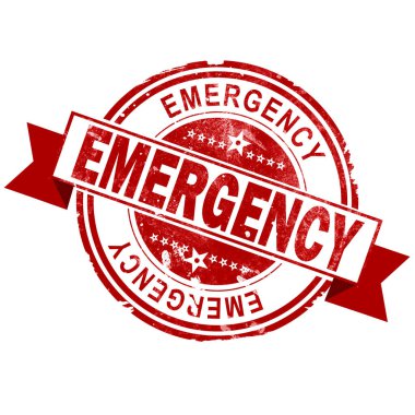 Beyaz arka planlı, 3d rendering acil kırmızı vintage damgası