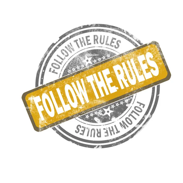 Follow Rules Yellow Vintage Stamp Rendering — Stock Photo, Image