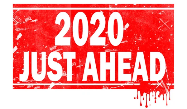 2020 Раз Впереди Слово Красной Рамке Рендеринг — стоковое фото