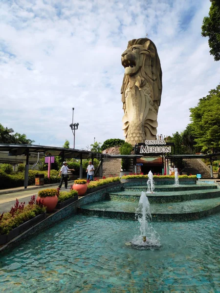 Сингапур Нов 2018 Статуя Мерлиона Острове Сентоса Сингапуре Merlion Сингапурская — стоковое фото