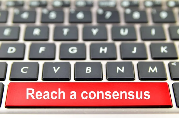 Reach Consensus Word Computer Keyboard Rendering — Stock Photo, Image