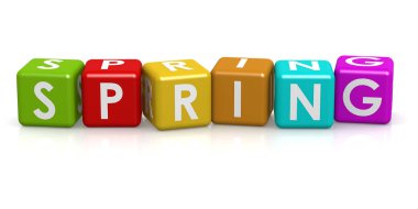 Bahar word, 3d render ile renkli küp