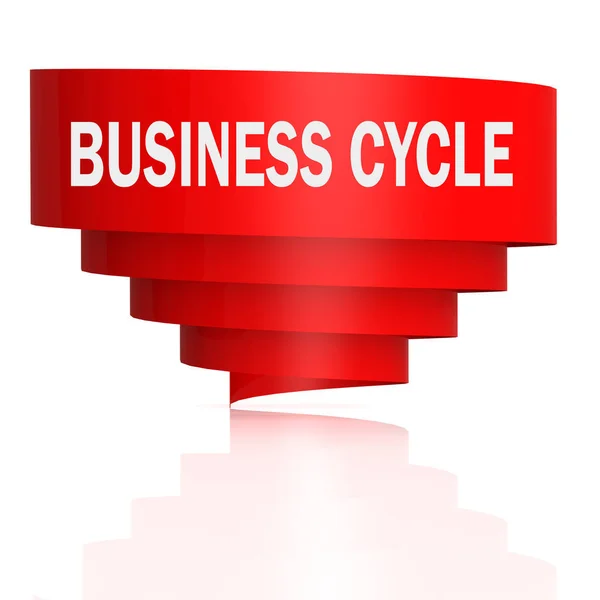 Business Cycle Woord Met Kromme Banner Rendering — Stockfoto