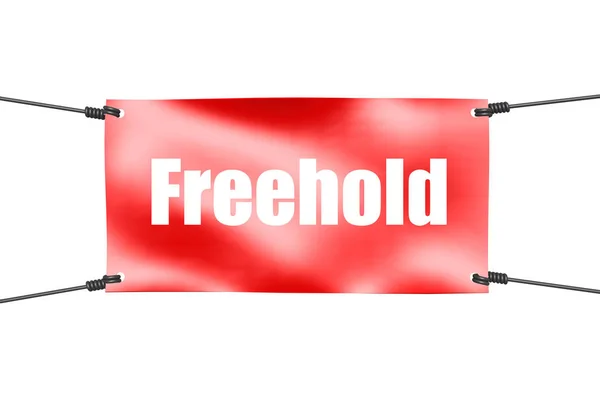 Freehold Ord Med Röd Slips Upp Banner Rendering — Stockfoto