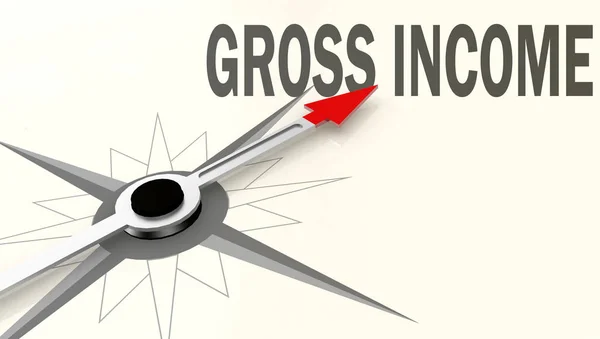 Gross Income Word Compass Red Arrow Rendering — Stock Photo, Image