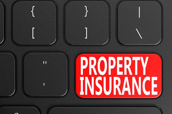 Property Insurance Black Keyboard Rendering — Stock Photo, Image