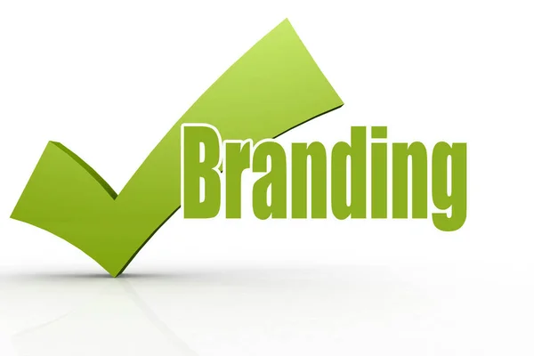 Branding Word Green Checkmark Rendering — Stock Photo, Image