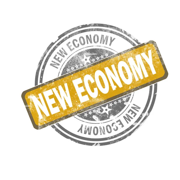 New Economy Wort Gelber Jahrgangsstempel Rendering — Stockfoto