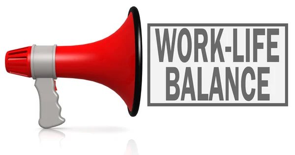 Work Life Balance Word Red Megaphone Isolated White Rendering — Stock Photo, Image