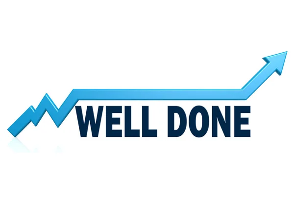 Well Done Word Blue Grow Arrow Rendering — Stock Photo, Image