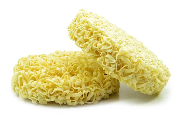 Στιγμιαία Noodles Ξηρά Νουντλς Κύκλο Που Απομονώνονται Λευκό Φόντο — Φωτογραφία Αρχείου
