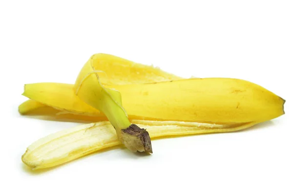 Žlutý Banán Slupkou Izolované Bílém Pozadí — Stock fotografie