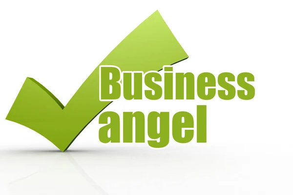 緑色のチェック マーク レンダリングとビジネス天使の言葉 — ストック写真