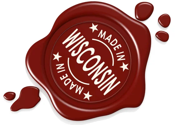 Selo Etiqueta Feita Wisconsin Isolado Fundo Branco Renderização — Fotografia de Stock