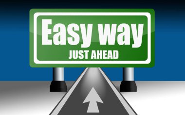 Yol işaret içinde belgili tanımlık yol kolay bir şekilde kelime, 3d render ile