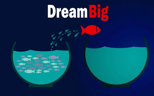 Traum Groß Fische Springen Aus Dem Aquarium Rendering — Stockfoto