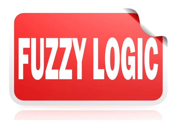 Banner Quadrado Vermelho Lógica Fuzzy Renderização — Fotografia de Stock