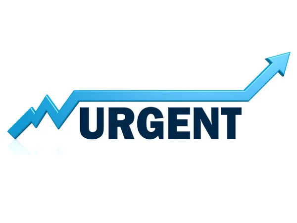 Palabra Urgente Con Flecha Crecimiento Azul Representación — Foto de Stock
