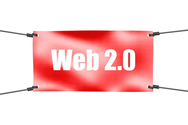 Web Parola Con Banner Rosso Tie Rendering — Foto Stock