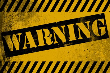 Uyarı işareti çizgili, 3d render sarı