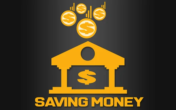 Saving Geld Concept Met Gouden Bank Logo Rendering — Stockfoto