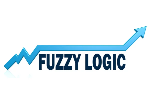 Fuzzy Logic Woord Met Blauw Groeien Pijl Rendering — Stockfoto