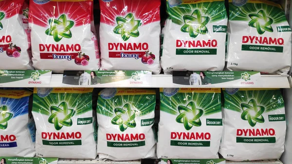 Johor Bahru Malaysia Ene 2019 Dynamo Laundry Powder Detergent Apilado — Foto de Stock