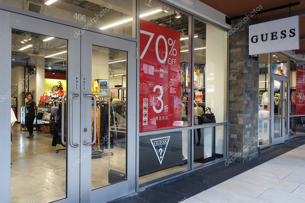 GENTING HIGHLANDS, MALAYSIA- DEC 03, 2018: Guess store in Genting Highlands, Malaysia. Guess is an American clothing brand and retailer.