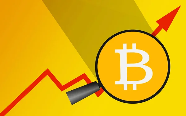 Bitcoin Wzrośnie Czerwoną Strzałką Sprzedaży Renderowania — Zdjęcie stockowe