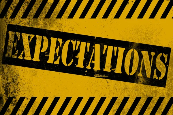 Expectations Sign Yellow Stripes Rendering — Stock Photo, Image