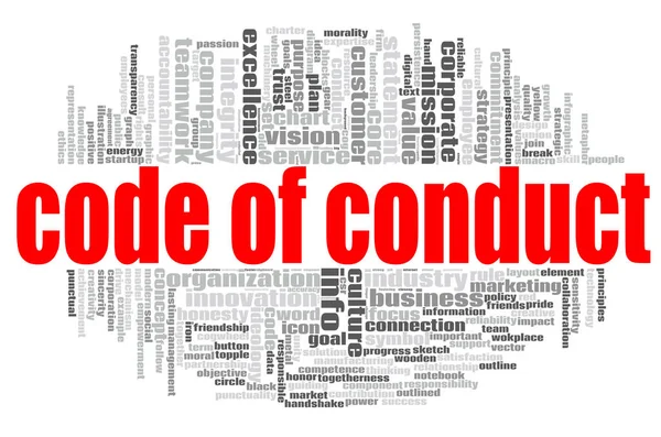 Código Conduta Conceito Nuvem Palavras Fundo Branco Renderização — Fotografia de Stock