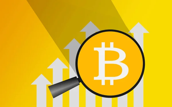 Szkło Powiększające Bitcoin Prognoza Renderowania — Zdjęcie stockowe