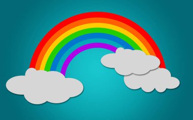 Renk rainbow, 3d render izole bulutlar ile