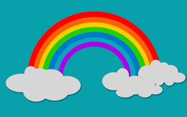 Renk rainbow, 3d render izole bulutlar ile