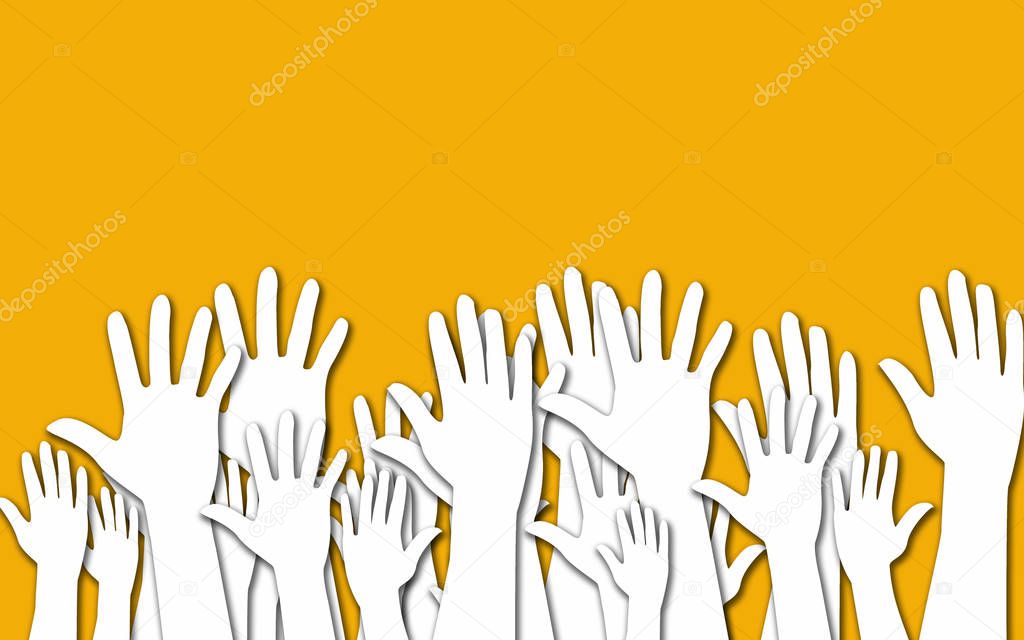 Concept of raised up hands, 3D rendering