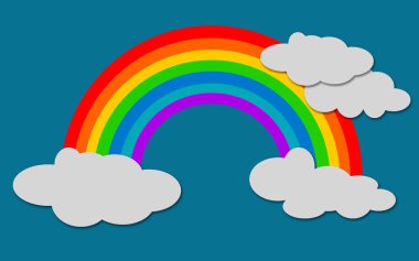 Renk rainbow, 3d render izole bulutlar ile