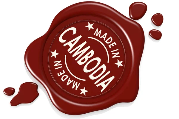Label Zegel Van Gemaakt Cambodja Geïsoleerd Een Witte Achtergrond Rendering — Stockfoto