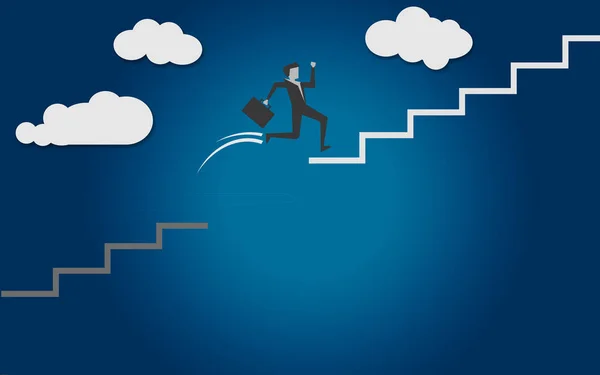 Hombre Salta Escalera Baja Escalera Alta Representación — Foto de Stock