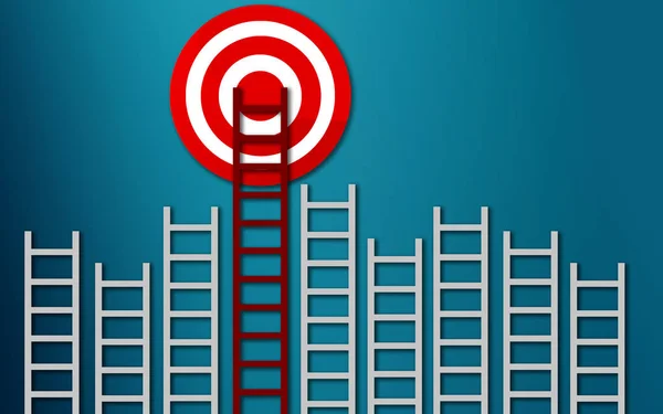 Long Red Ladder Goal Target Business Concept Rendering — Stock Photo, Image