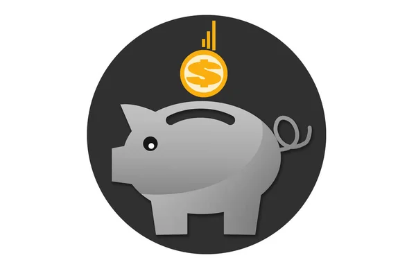 Ícone Banco Piggy Isolado Branco Renderização — Fotografia de Stock