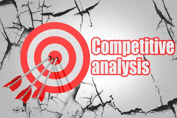 Competitive Analysis Word Red Arrow Board Rendering — Stock Photo, Image